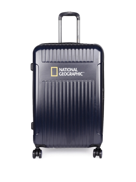 

National Geographic Unisex Navy Blue Patterned Transit 71cm Large Trolley Suitcase