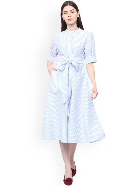 

Van Heusen Woman Blue Striped A-Line Dress
