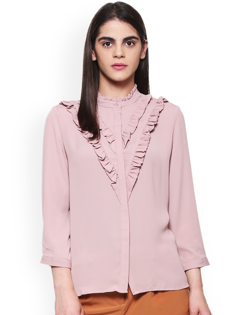 

Van Heusen Women Pink Regular Fit Solid Casual Shirt