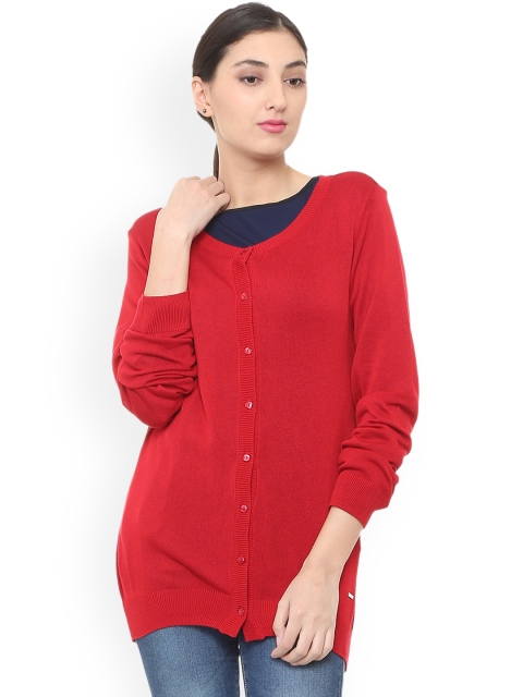 

Van Heusen Woman Red Self Design Sweater