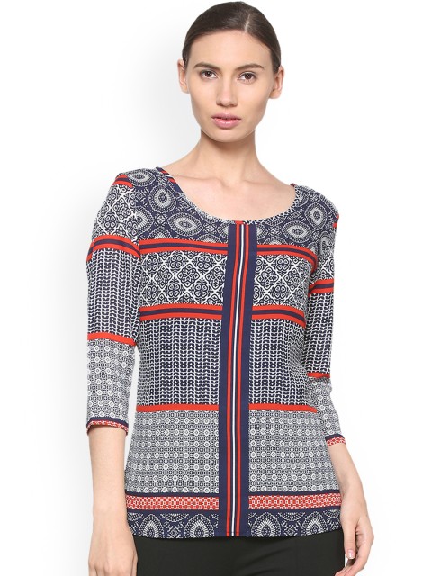 

Van Heusen Woman Navy Blue Printed Top
