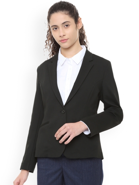 

Van Heusen Woman Black Solid Regular Fit Single-Breasted Blazer