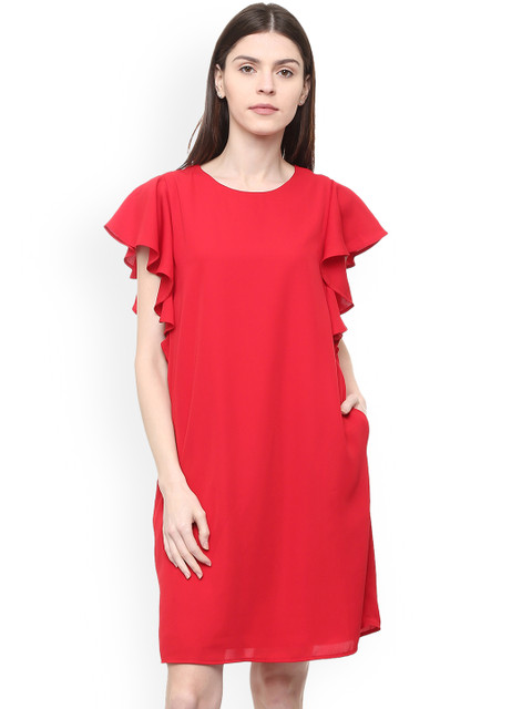 

Van Heusen Woman Red Solid A-Line Dress