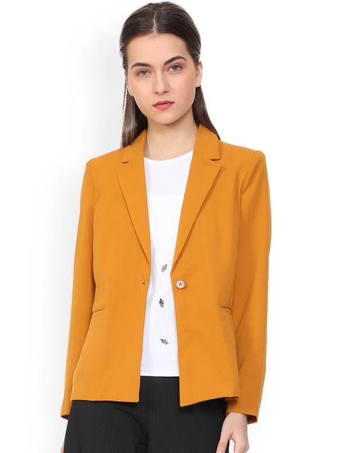 

Van Heusen Woman Mustard Yellow Solid Regular Fit Single-Breasted Blazer