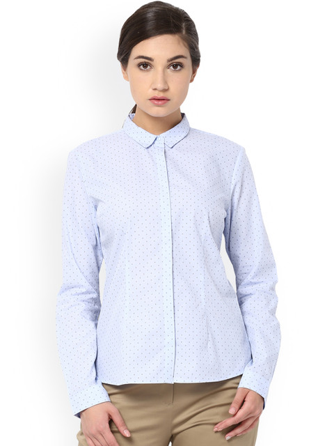 

Van Heusen Woman Blue Regular Fit Printed Casual Shirt