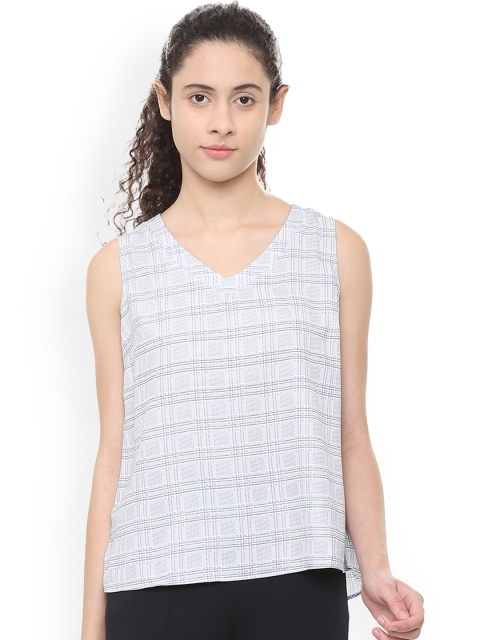 

Van Heusen Woman White & Grey Checked High-Low Top