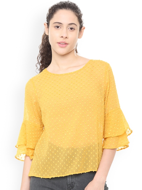 

Van Heusen Woman Yellow Self Design A-Line Top
