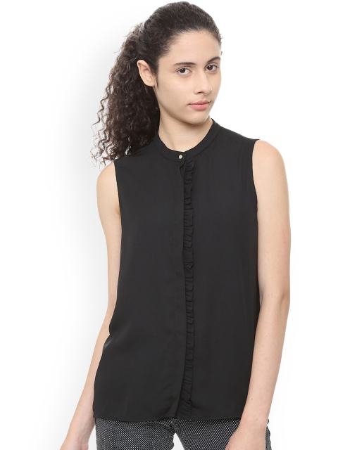 

Van Heusen Woman Black Regular Fit Solid Casual Shirt