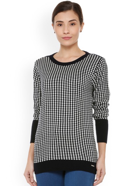 

Van Heusen Women Black Self Design Sweatshirt