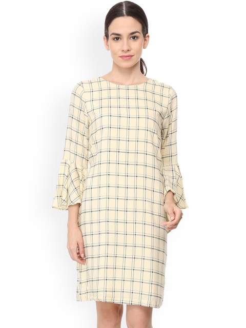 

Van Heusen Woman Beige Checked A-Line Dress