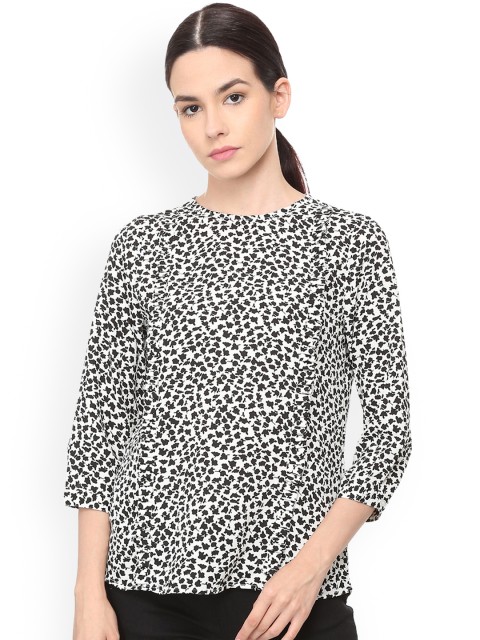 

Van Heusen Woman Black & White Printed A-Line Top