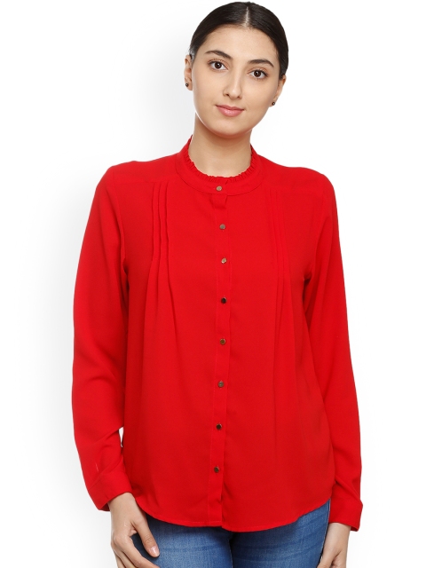 

Van Heusen Woman Red Regular Fit Solid Casual Shirt