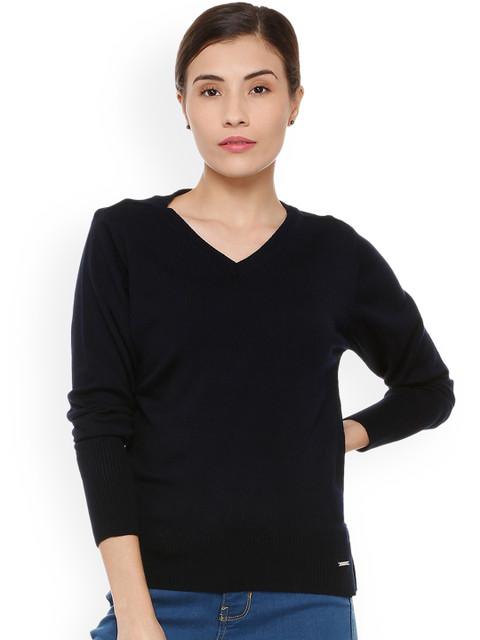 

Van Heusen Women Black Solid Sweater