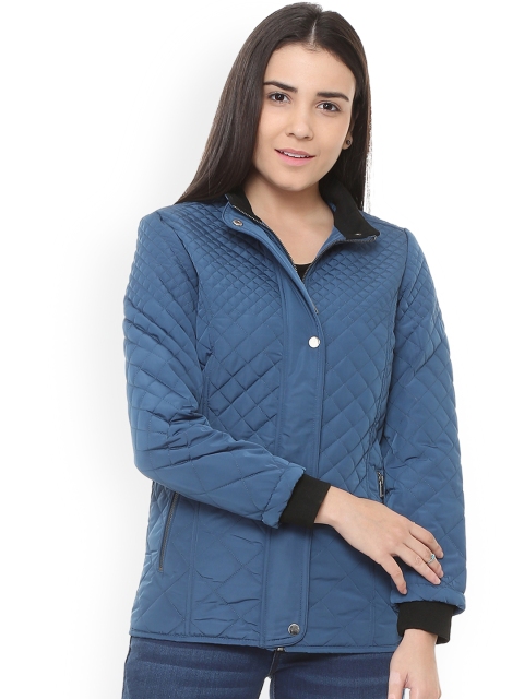 

Allen Solly Women Blue Solid Quilted Jacket
