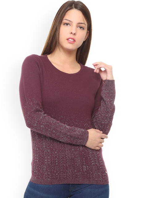 

Allen Solly Women Maroon Self Design Sweater