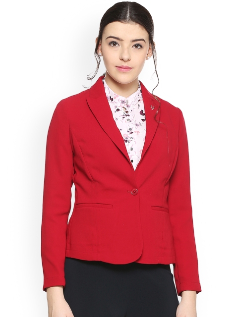 

Allen Solly Woman Red Solid Regular Fit Single-Breasted Blazer