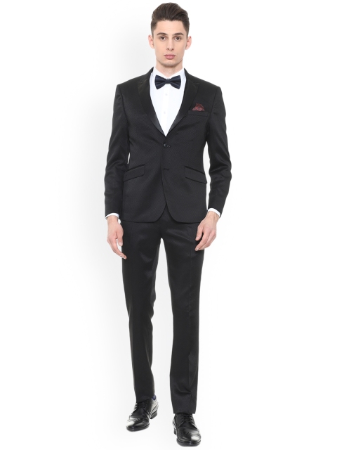 

V Dot Men Black Solid Two-Piece Suit