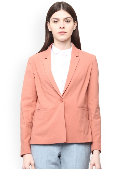 

Van Heusen Woman Peach Solid Regular Fit Single-Breasted Blazer