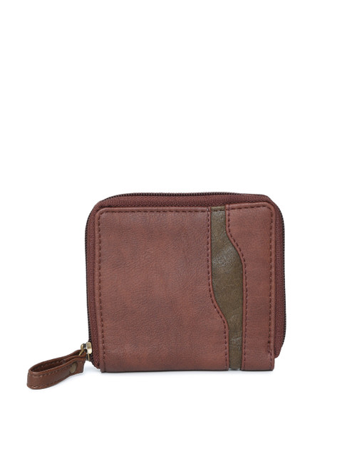 

Baggit Men Coffee Brown Solid Zip Around Wallet