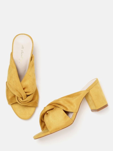 

all about you Women Mustard Yellow Knot Detail Block Heels