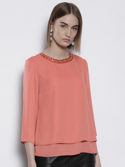 

DOROTHY PERKINS Women Peach-Coloured Solid Top