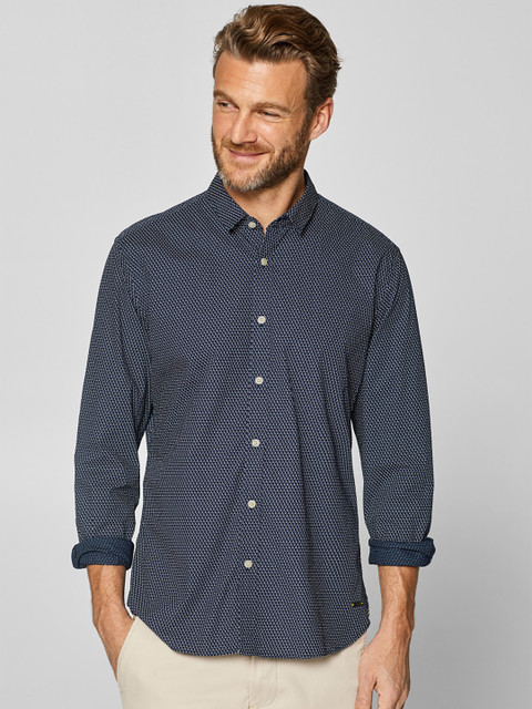 

ESPRIT Men Navy Blue & White Slim Fit Printed Casual Shirt