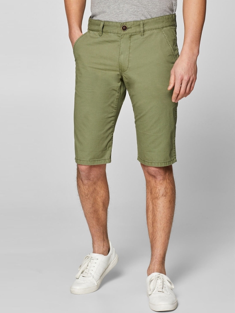 

ESPRIT Men Olive Green Solid Slim Fit Regular Shorts