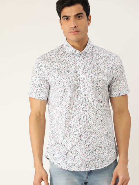 

ESPRIT Men White & Blue Slim Fit Printed Casual Shirt