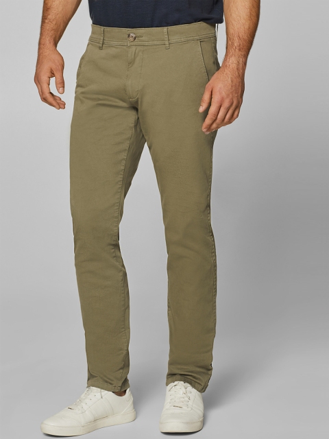 

ESPRIT Men Olive Green Slim Fit Solid Regular Trousers