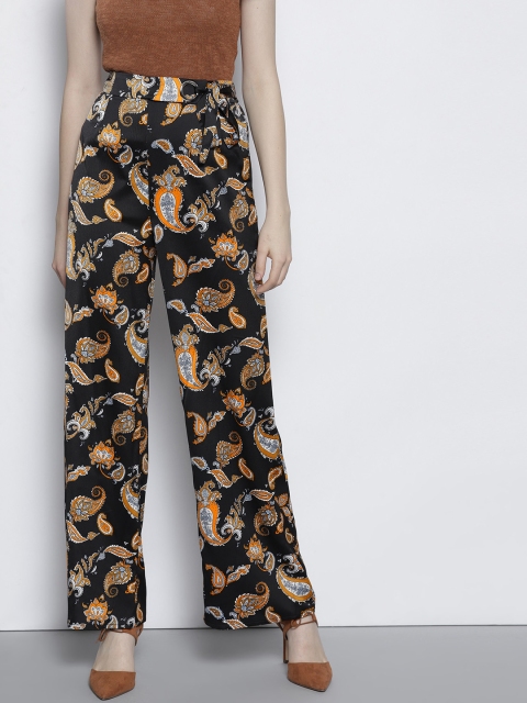 

DOROTHY PERKINS Women Black Printed Parallel Trousers