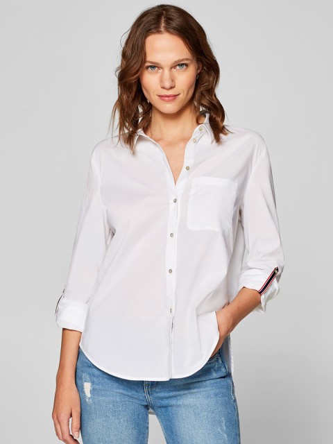 

ESPRIT Women White Regular Fit Solid Casual Shirt