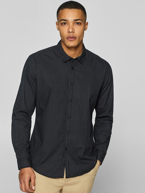 

ESPRIT Men Black & Grey Slim Fit Printed Casual Shirt
