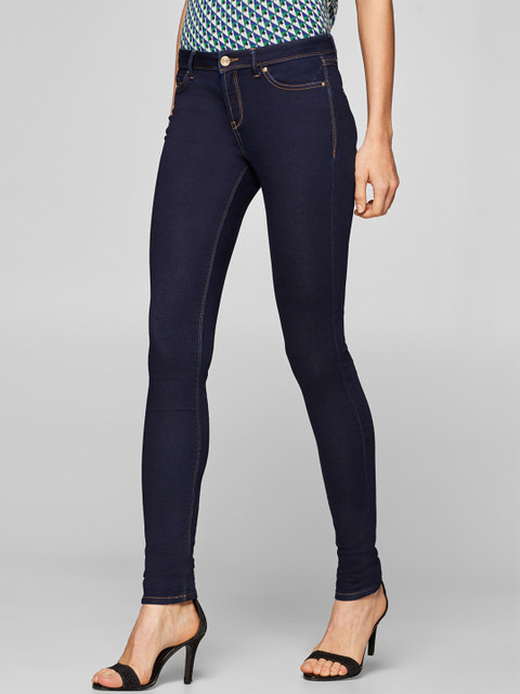 

ESPRIT Women Navy Blue Skinny Fit Mid-Rise Clean Look Stretchable Jeans
