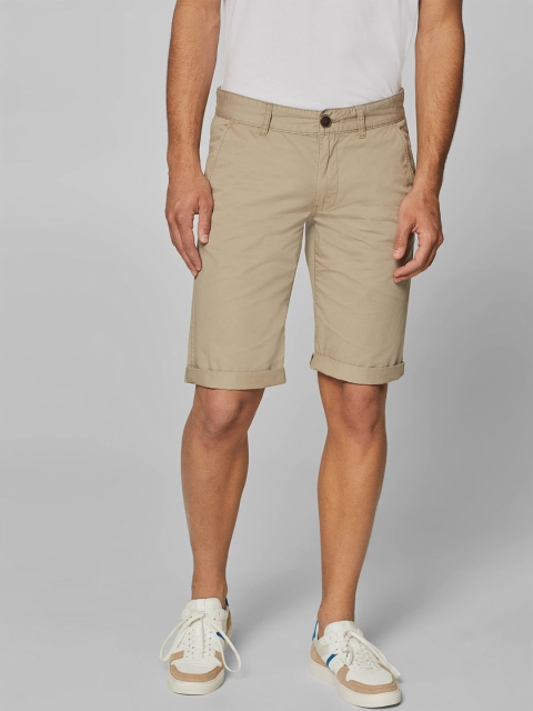 

ESPRIT Men Beige Solid Slim Fit Shorts