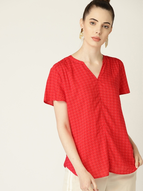 

ESPRIT Women Red Printed Top