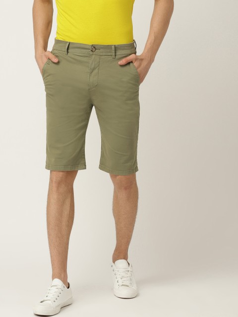 

ESPRIT Men Olive Green Solid Slim Fit Regular Shorts
