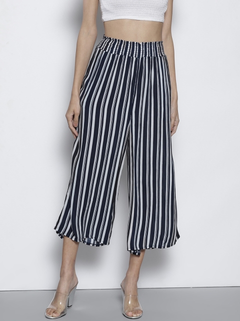 

DOROTHY PERKINS Women Navy Blue & White Striped Culottes