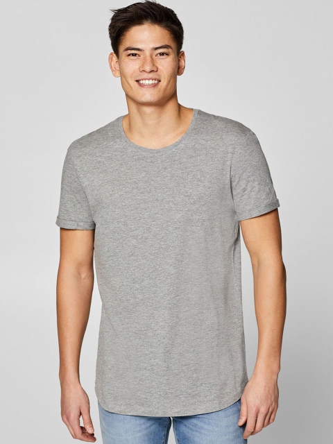 

ESPRIT Men Grey Melange Solid Round Neck T-shirt