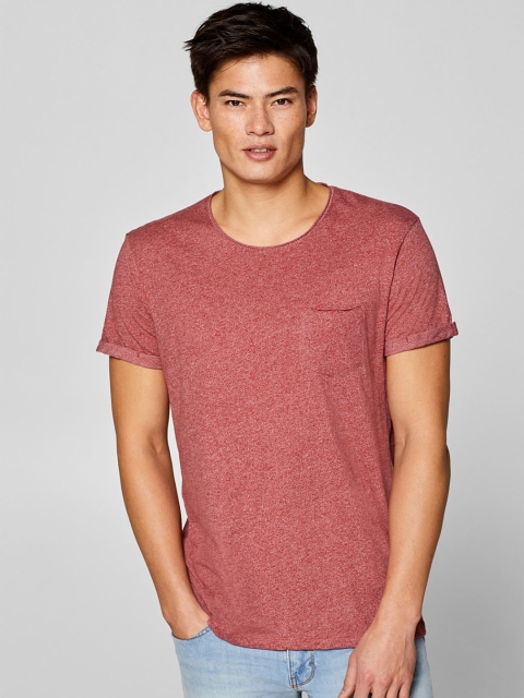 

ESPRIT Men Rust Orange Solid Round Neck T-shirt