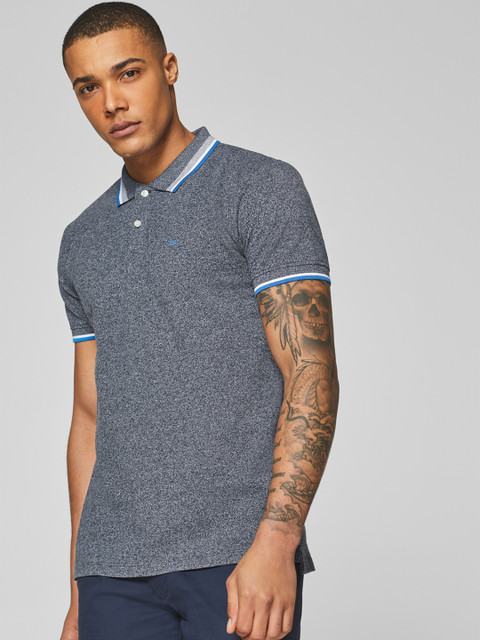 

ESPRIT Men Blue Solid Polo Collar T-shirt
