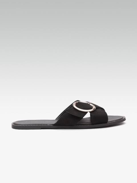 

DOROTHY PERKINS Women Black Solid Open Toe Flats