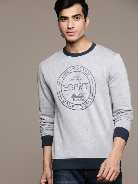 

ESPRIT Men Grey & Blue Printed Sweatshirt
