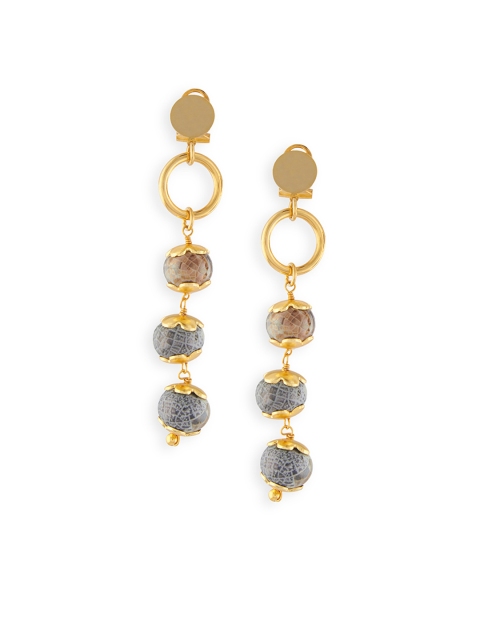 

shaze Gold-Plated & Grey Geometric Drop Earrings