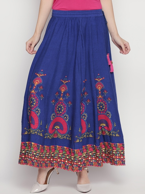 

AKKRITI BY PANTALOONS Women Blue Printed Flared Maxi Skirt
