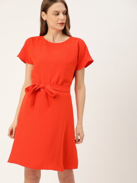 

ESPRIT Women Orange Solid A-Line Dress
