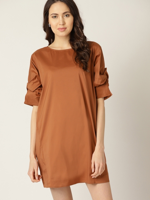 

ESPRIT Women Brown Solid A-Line Dress