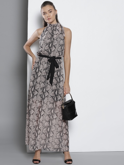 

DOROTHY PERKINS Women Beige & Black Printed Maxi Dress