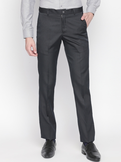 

Solemio Men Grey Slim Fit Solid Formal Trousers
