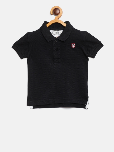 

Palm Tree Boys Black Solid Polo Collar T-shirt