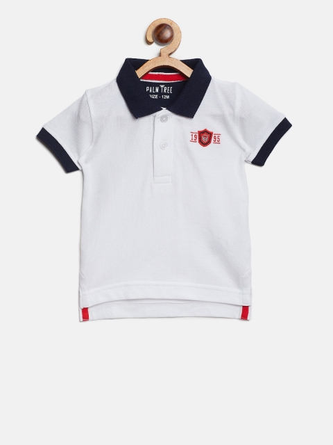 

Palm Tree Boys White Solid Polo Collar T-shirt